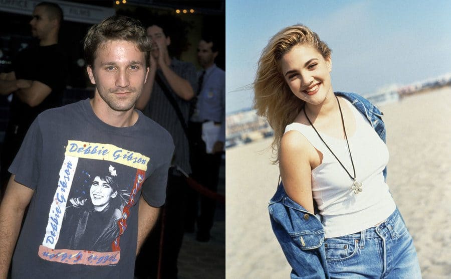 Breckin Meyer posing on the red carpet / Drew Barrymore in all denim on the beach