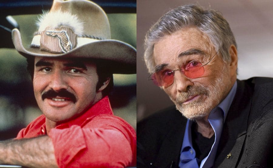 Burt Reynolds in the car from Smoky and the Bandit / Burt Reynolds on the red carpet today