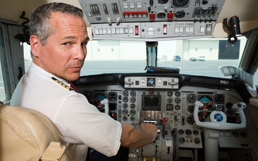 Pilot in cockpit