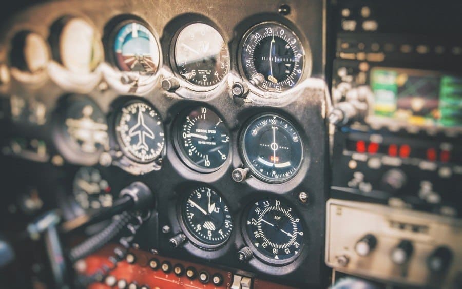Close-up on flight instruments