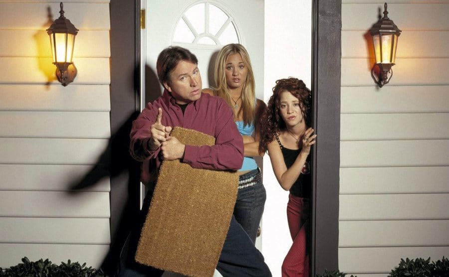 John Ritter with his two on screen daughters in a promotional shot