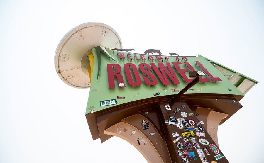 The Welcome to Roswell sign greets visitors on the outskirts of Roswell, N.M.