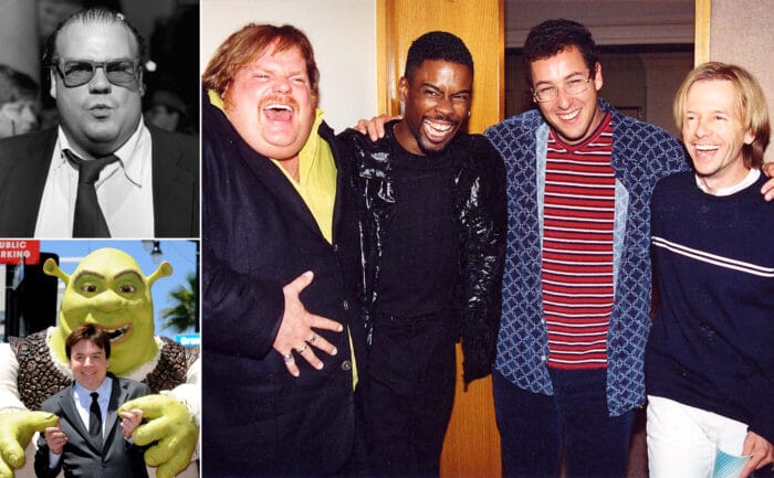 Chris Farley, Mike Myers, Chris Rock, Adam Sandler, and David Spade