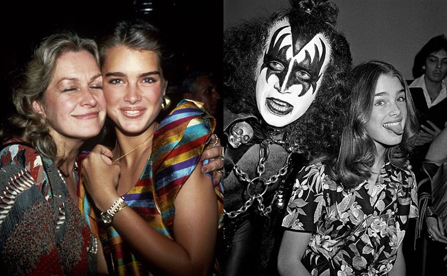 Brooke Shields with a member of KISS / Brooke Shields with her mom