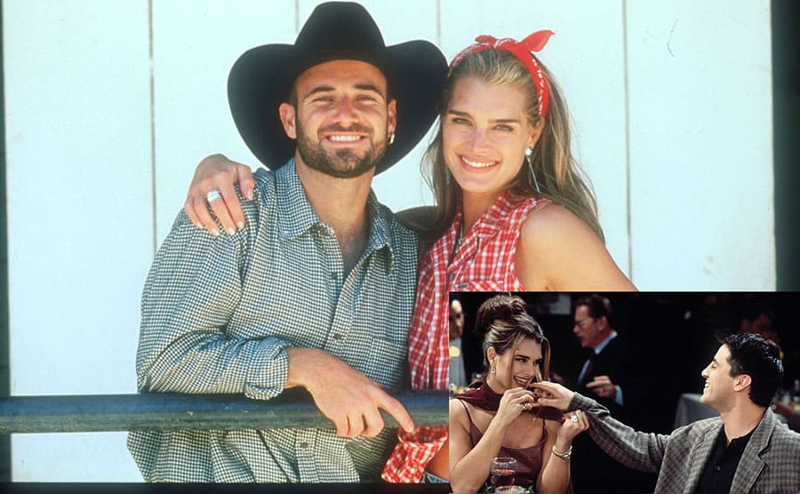 Andre Agassi and Brooke Shields posing together / Brooke Shields holding Joey’s hand in Friends