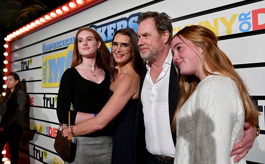 Brooke Shields with her daughters and husband on the red carpet