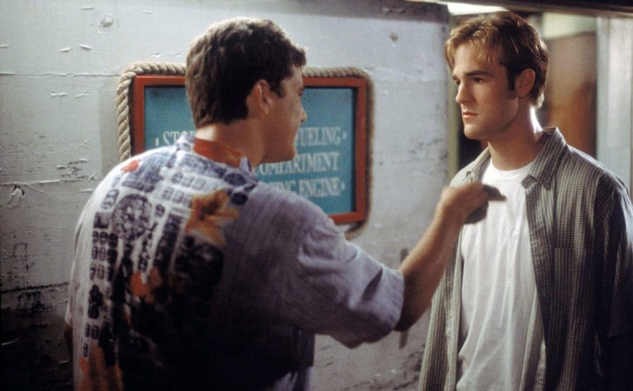 Pacey getting upset at Dawson in a scene from Dawson’s Creek