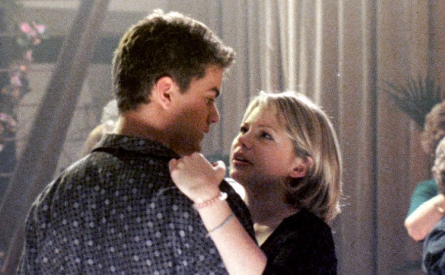 Pacey and Jen dancing in a scene from Dawson’s Creek