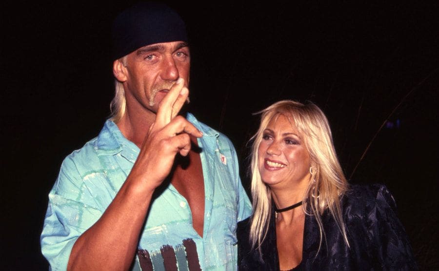 Hulk Hogan posing with his wife Linda 