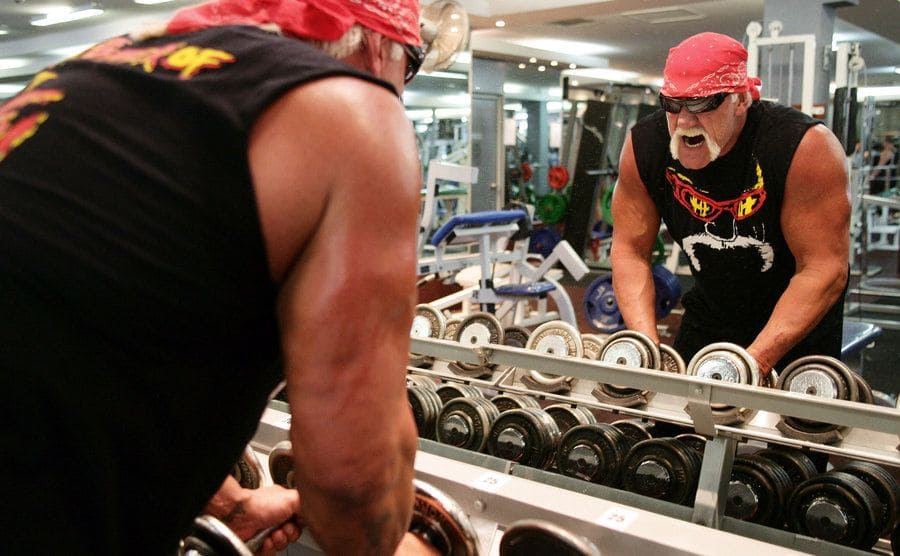 Hulk Hogan lifting weights 