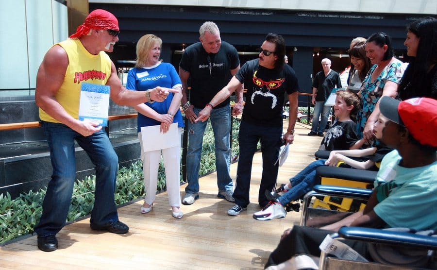 Hulk Hogan meeting children from the Make a Wish foundation 