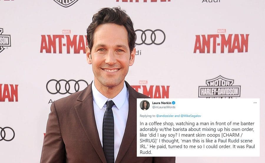 Paul Rudd on the red carpet / A tweet about Paul Rudd
