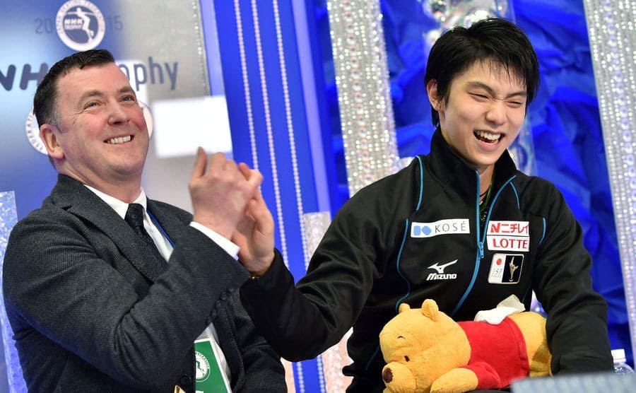 Brian Orser and Yuzuru Hanyu excited after winning