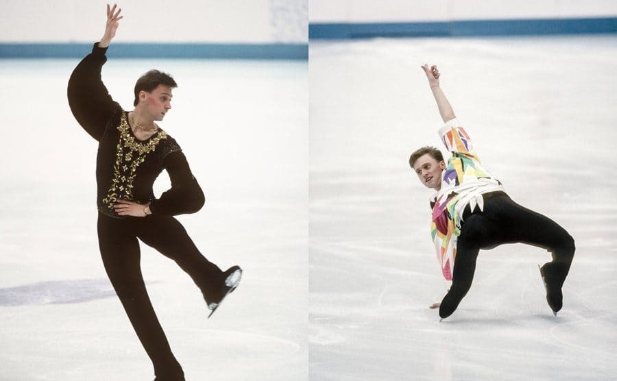 Viktor Petrenko figure skating at the Olympics / Viktor Petrenko mid-move on the ice at the 1992 Winter Olympics