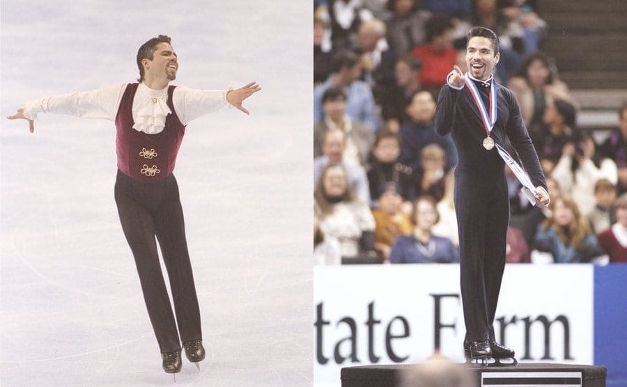 Rudy Galindo performing / Rudy Galindo wearing a medal