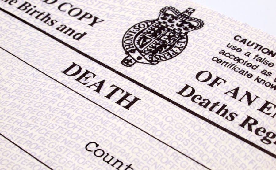 A death certificate.