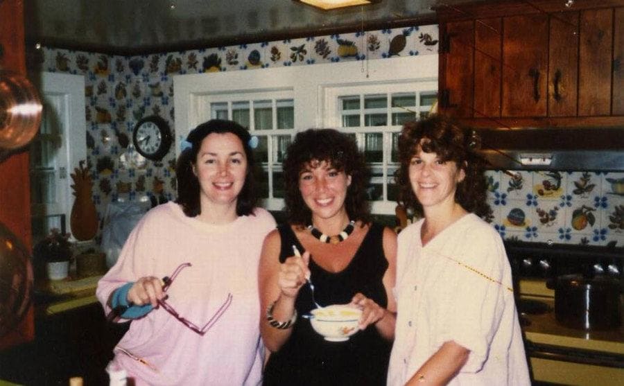 Gilda is with two of her friends in her kitchen after having just made ratatouille.