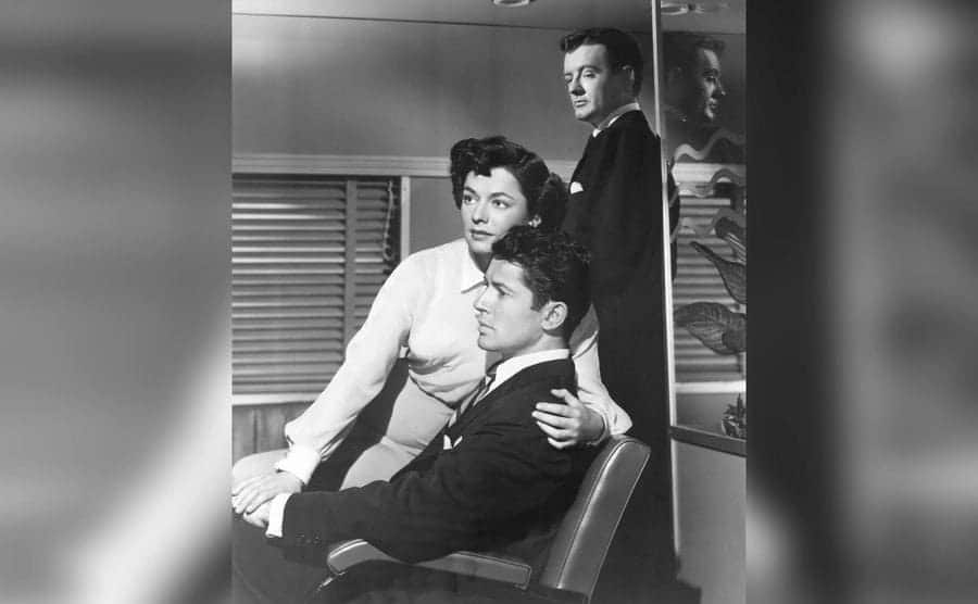 Ruth Roman, Farley Granger, and Robert Walker on the set of Strangers on a Train.