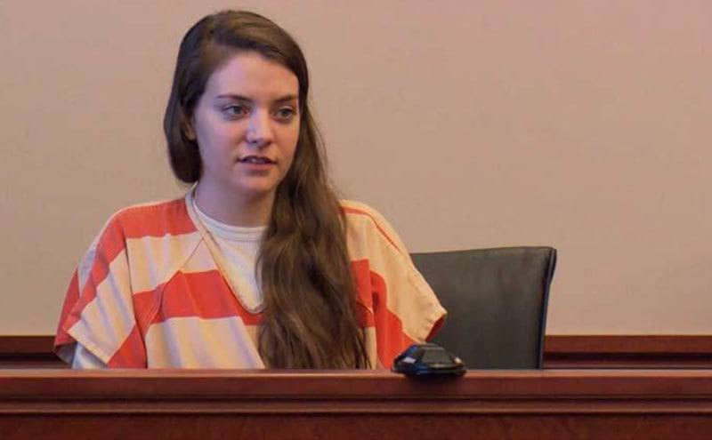 Shayna Hubers sitting on the witness stand.