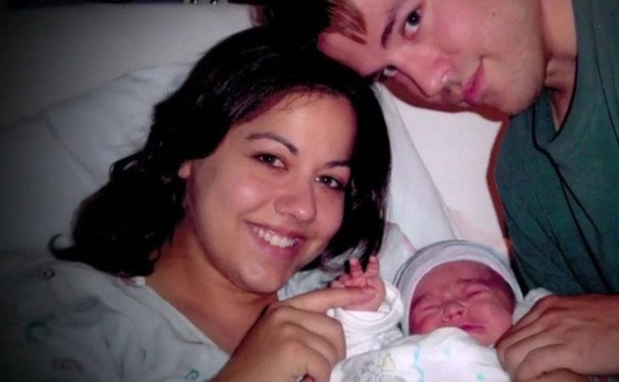 Minutes after Vashti gave birth to her first son, Vashti and Brett holding happily their newborn.