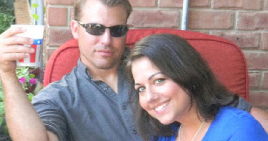 Close up of Vashti and Brett outdoors at a family gathering.