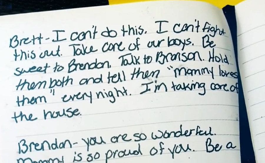 Vashti left a note in the car saying goodbye to her husband and kids.