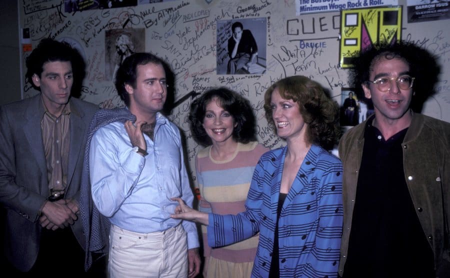 Michael Richards, Andy Kaufman, Melanie Chartoff, Brandis Kemp, and Larry David attending the taping of 'Fridays' at ABC Television Studios in Hollywood.