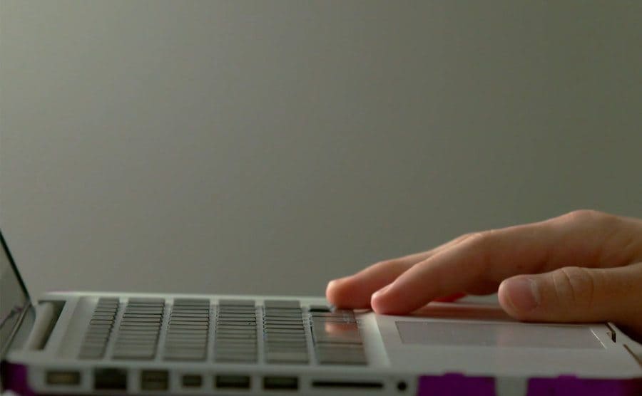 Close-up on Carie’s hand during work.