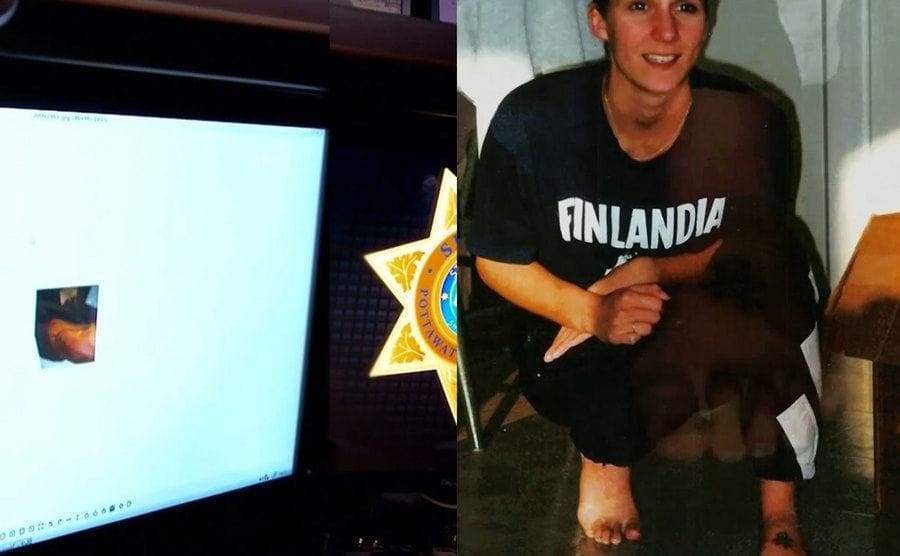 The tattoo photo on Kava’s computer and a portrait of Cari Farver with a Chinese symbol on her foot.
