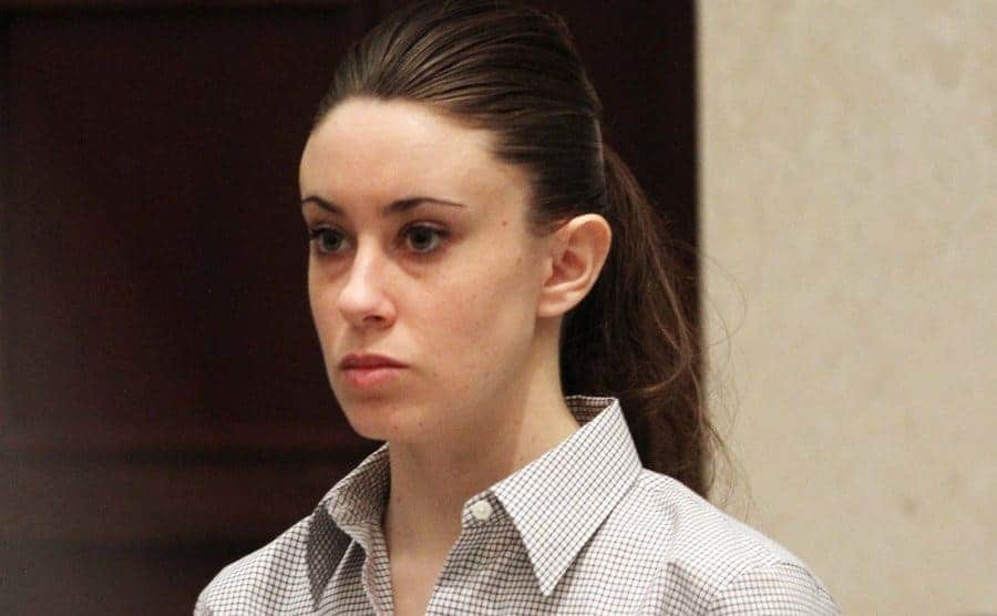 Casey Anthony stands waiting for the jury.