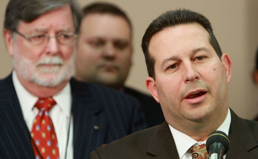 Jose Baez is talking to the press outside the courtroom.