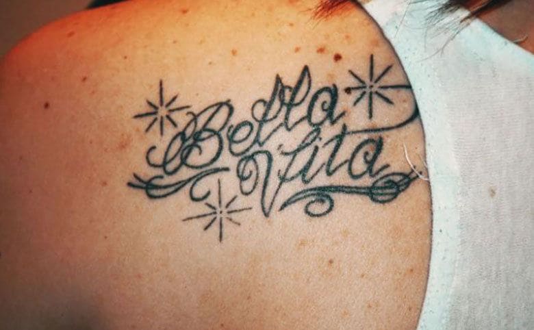 Casey's new back tattoo 