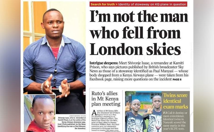Newspaper clipping that shows Shivonje Isaac in handcuffs, proving he’s still alive.