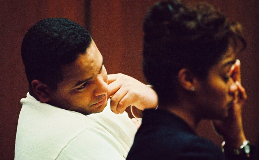 Jason and Arnelle Simpson are listening to the opening arguments in court.