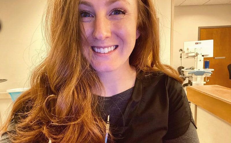 Chelsea takes a photo during her shift at the hospital.