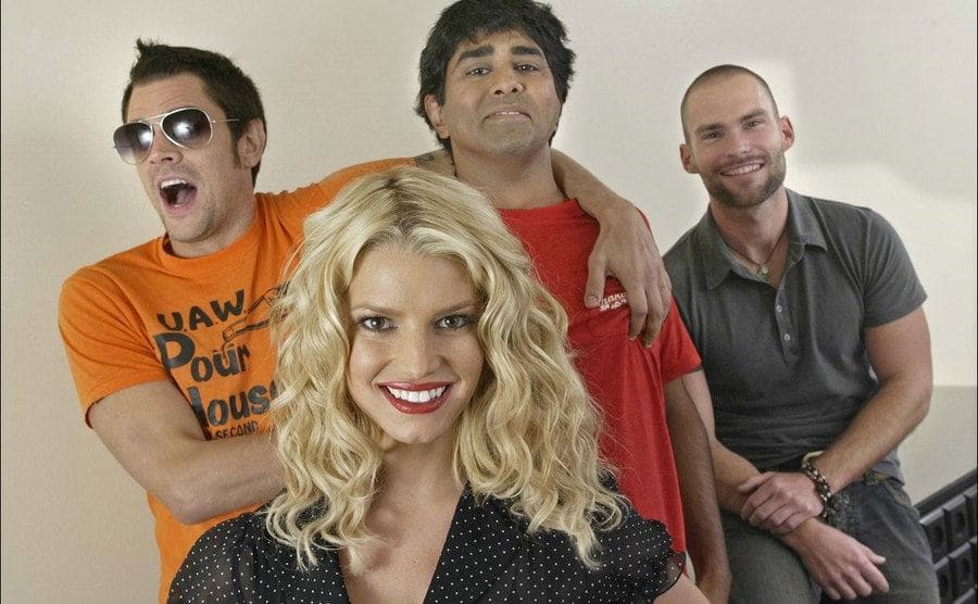 The new Dukes of Hazzard, Johnny Knoxville, Jay Chandrasekhar, Seann William Scott, and Jessica Simpson.