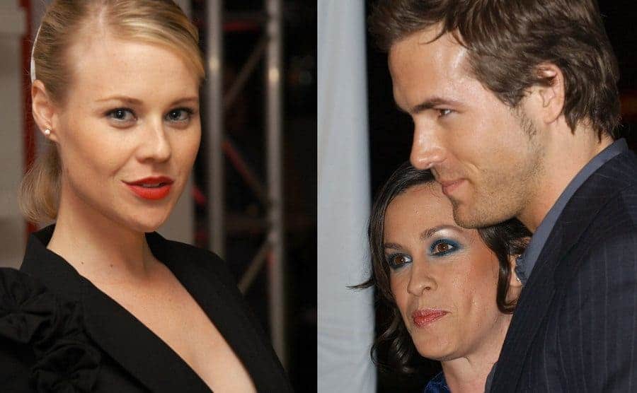 Kristin Booth posing for the press / Alanis Morissette and Ryan Reynolds attend an event.