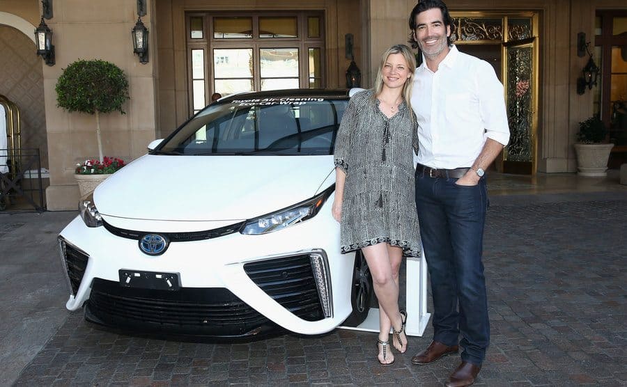 Amy Smart and Carter Oosterhouse are attending an event in Beverly Hills.