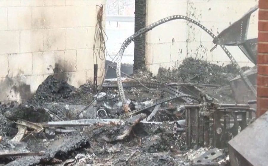 View of remains from the burnt-down house.