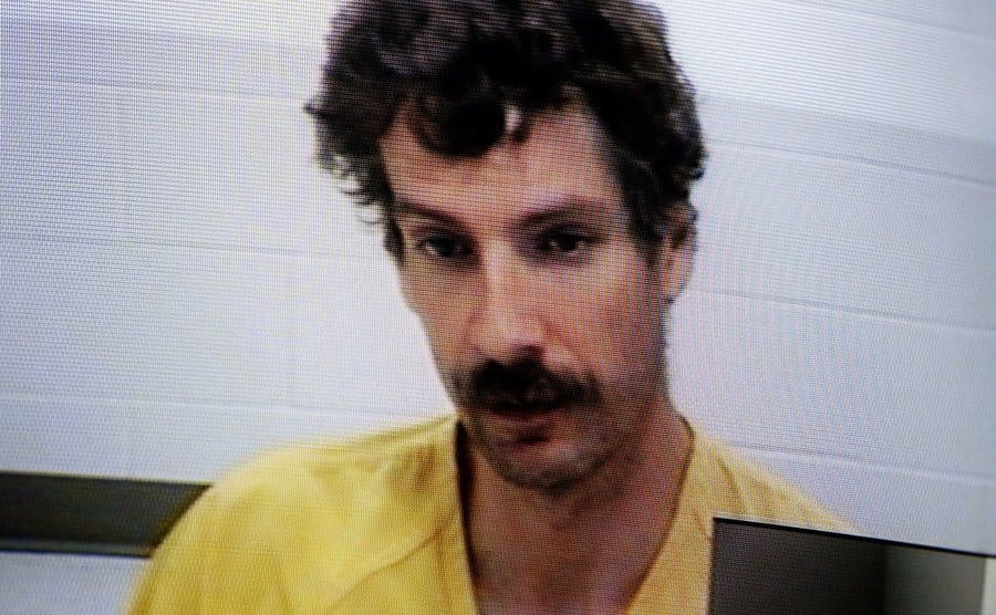 Joseph Edward Duncan III appears at his video arraignment from the Kootenai County jail.
