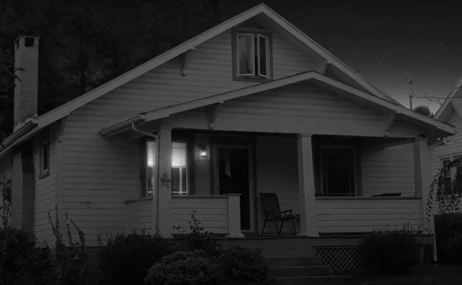 The house at night.