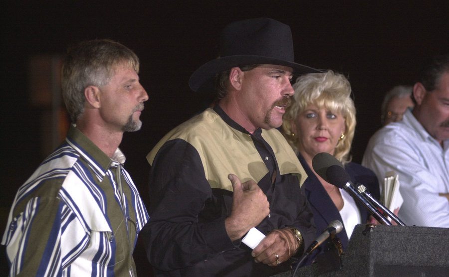 The sons of victims of Betty Lou talk to press.