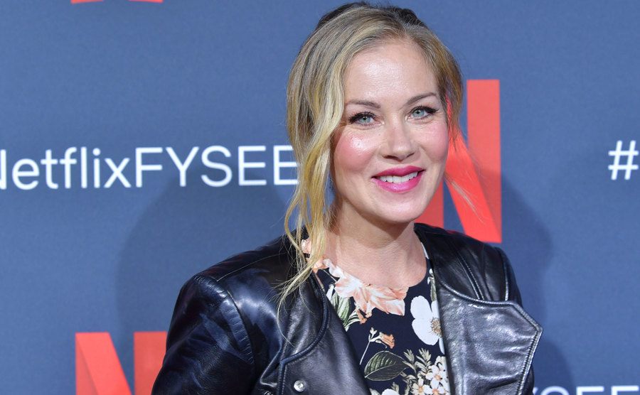 Christina Applegate poses for the press.