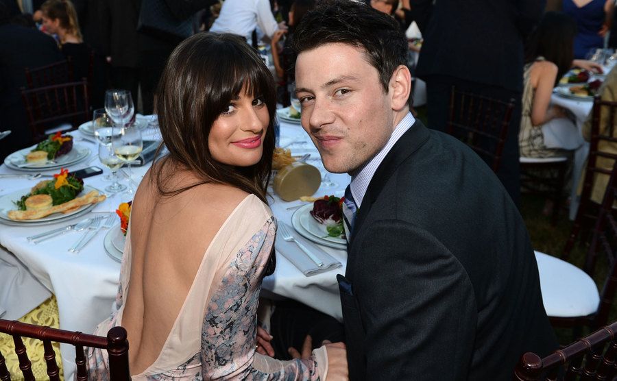 Lea Michele and Cory Monteith sitting at the table at the 11th Annual Chrysalis Butterfly Ball.