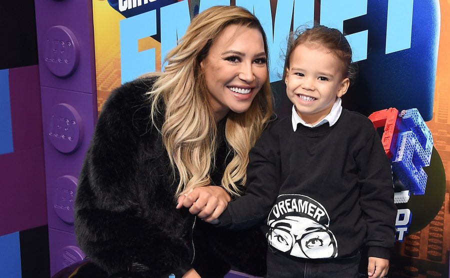 Naya Rivera and her son Josey Hollis at the premiere of The Lego Movie 2.