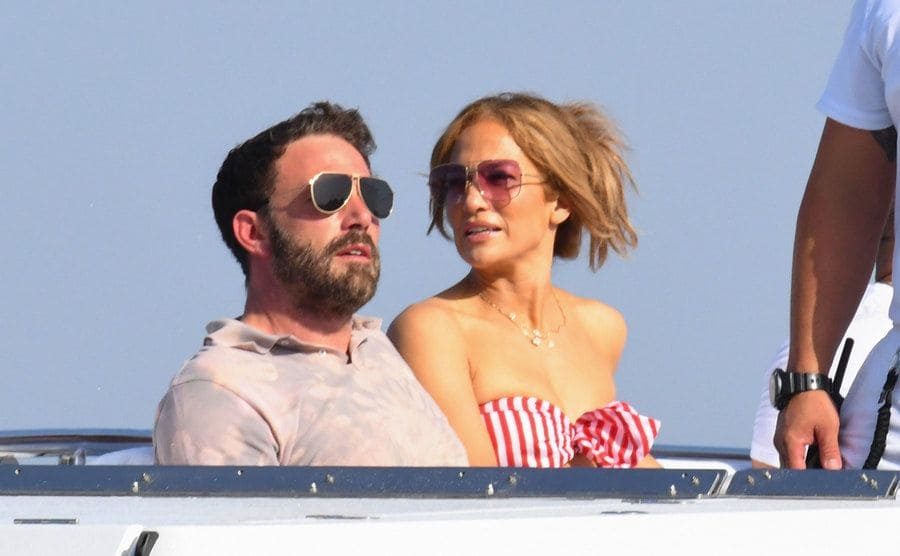 Ben Affleck and Jennifer Lopez in a private yacht.