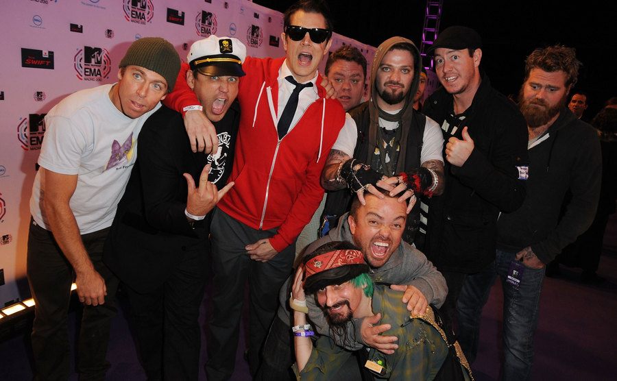 The Jackass crew attend the MTV Europe Awards 2010.