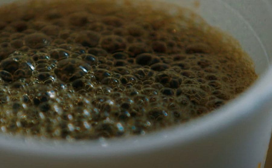 Bubbling boiling coffee.
