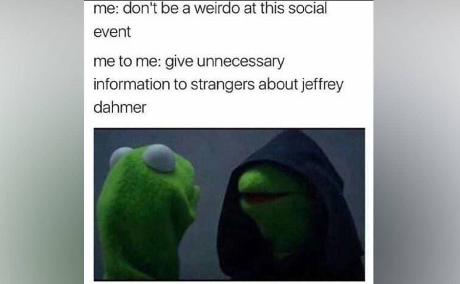 Kermit talks to a hooded version of himself.