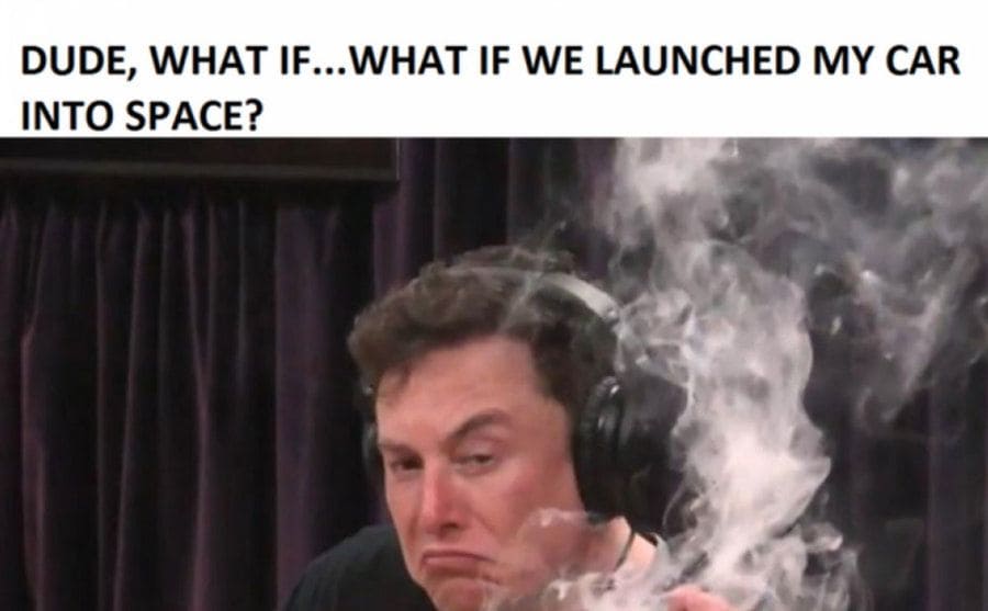 Elon Musk smokes a Habano during a podcast interview.